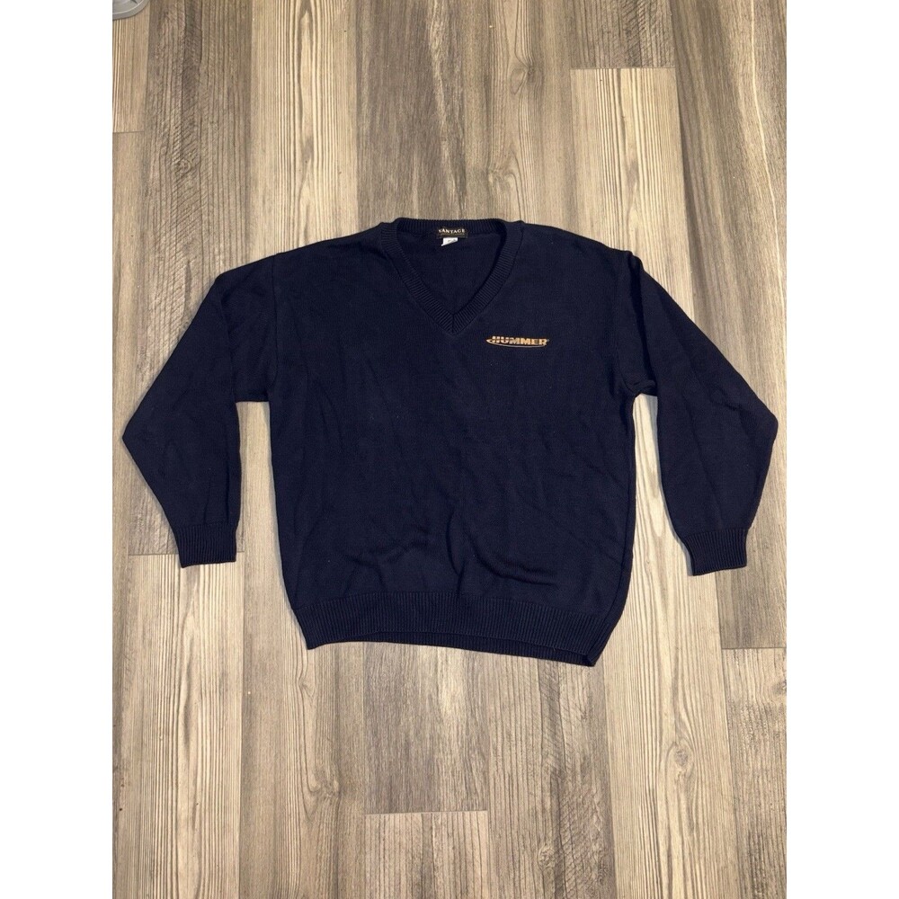 Vantage Custom Classics Hummer V Neck Sweater Mens Sz XL 100% Cotton Made In USA